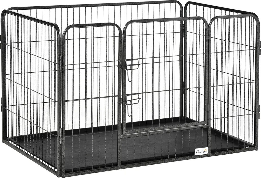 Enclos chien grillagé robuste avec porte verrouillable - 109x74x71 cm