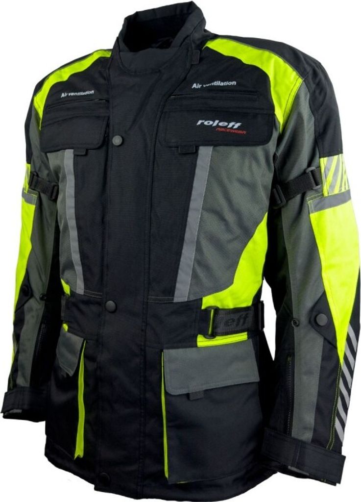 Roleff RO16013 Motorradjacke – Schwarz/Neongelb, wasserdicht, atmungsaktiv & mit Protektoren Roleff Größe: 4XL,