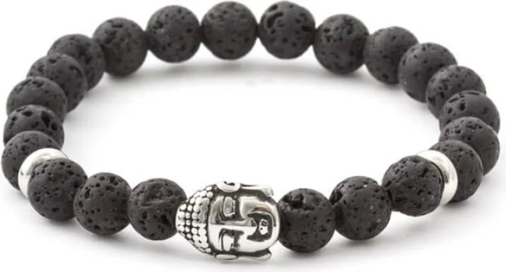 Bracelet perles pierre de lave pour diffusion huiles essentielles 17cm