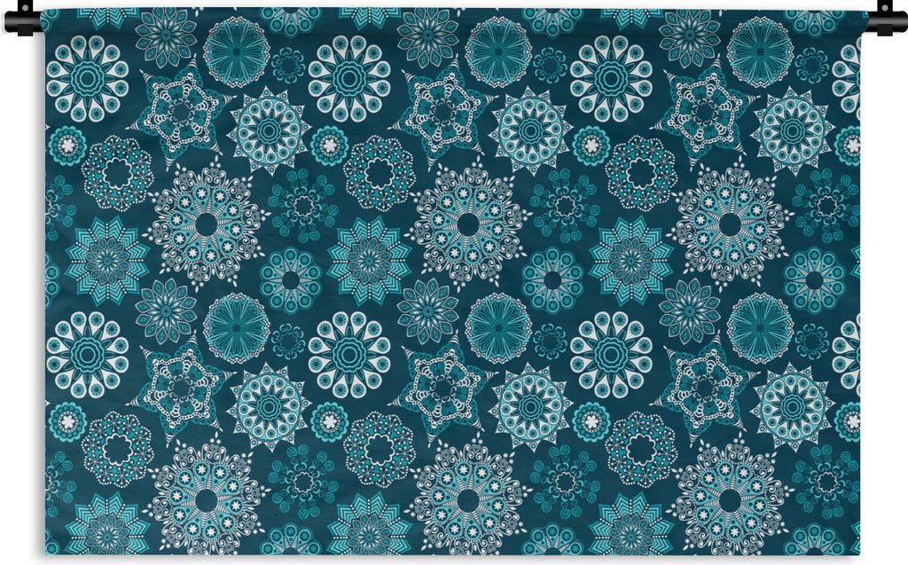 MuchoWow Wandteppich Wandbehang Schneeflocke - Luxus - Blau - Silber - Design 120x80 cm Tapisserie Dekoration Wandtuch - Wanddekorationen - Wandt...