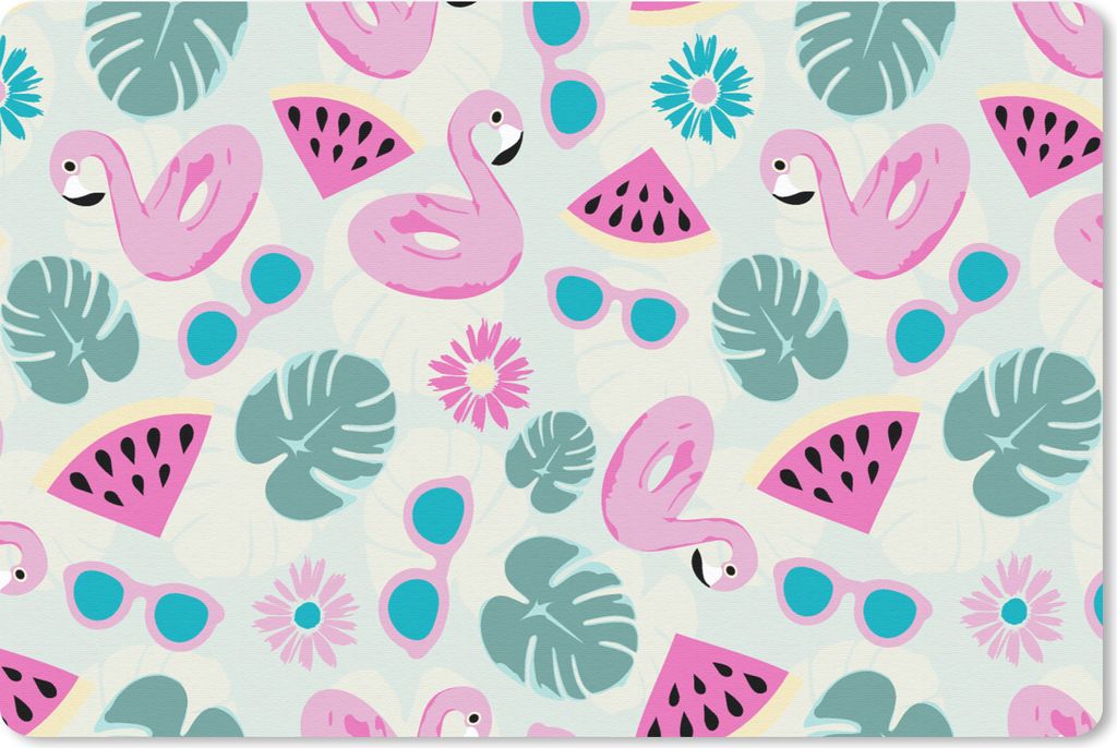 MuchoWow Mauspad Mousepad Sommer - Muster - Flamingo - Monstera 27x18 cm - Mousepads - Maus Mat - Pad - Mausunterlage - Büroartikel - Desk Matten