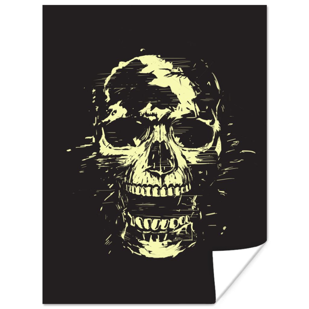 MuchoWow Poster Totenkopf - Schwarz - Gelb - Abstrakt 120x160 cm - Wandbilder