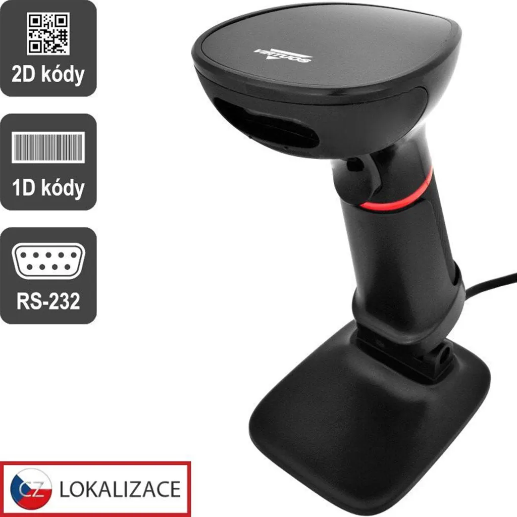 Lecteur CCD 2D Virtuos HT-855A - Scanner Code Barre RS232 Noir Robuste