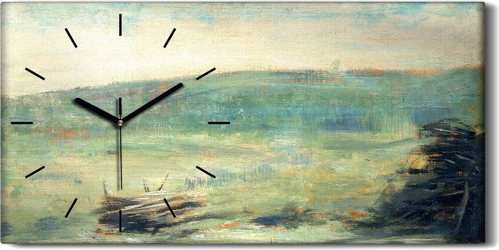 Wandbild Leinwand Bilder mit Uhr Geräuschlos 60x30 Landschaft in Saint Ouen - schwarze Hände