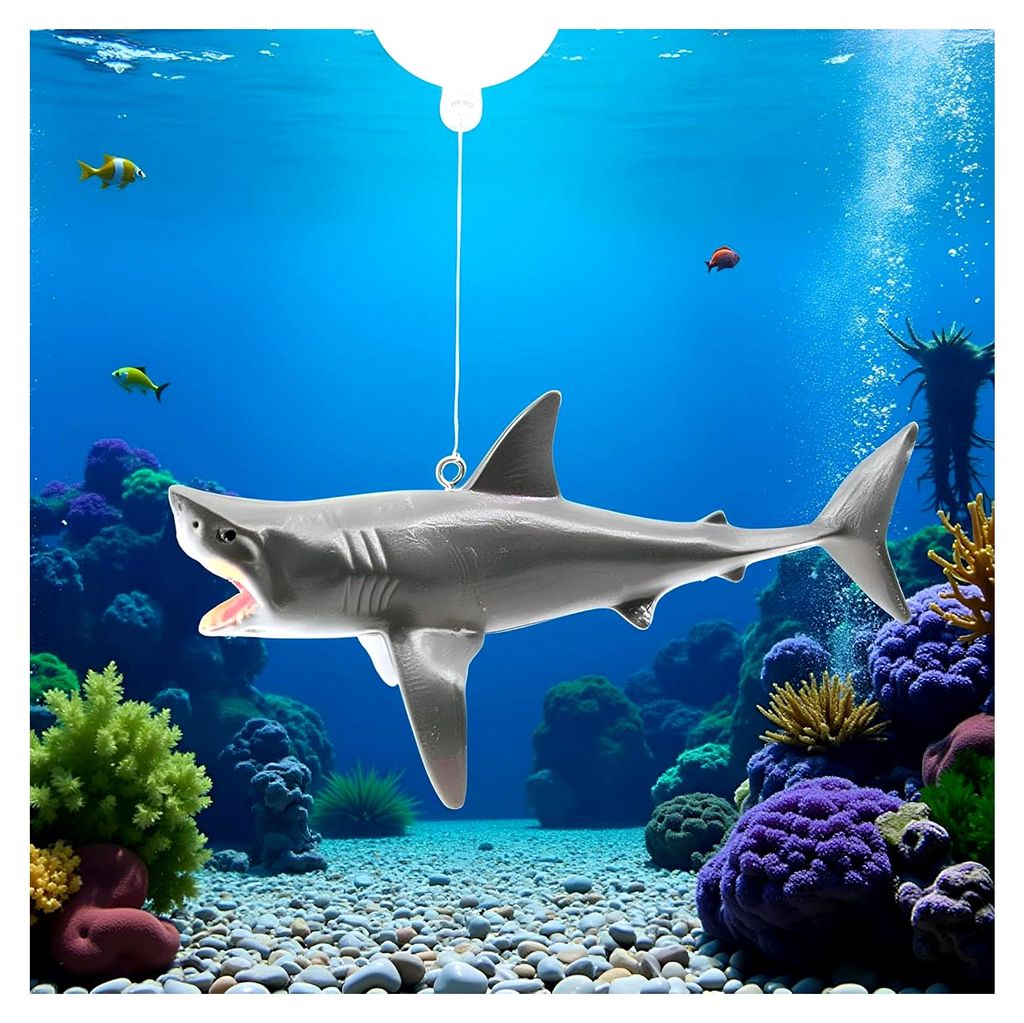 Graues schwimmendes Hai-Ornament, verstellbar, für Aquarien und Heimdekoration