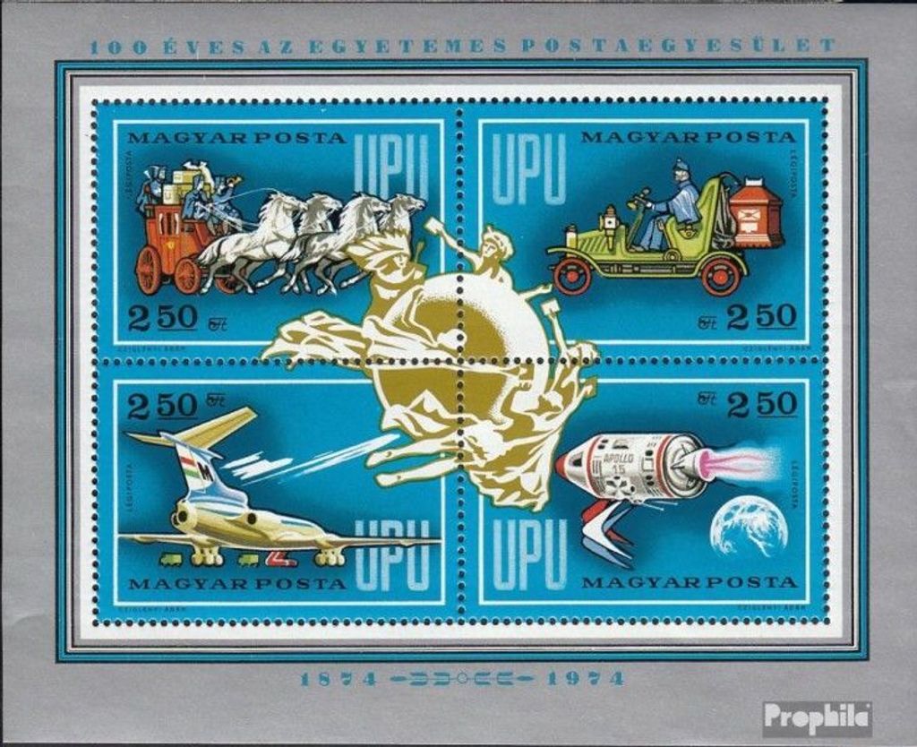 Briefmarken Ungarn 1974 Mi Block106A (kompl.Ausg.) postfrisch 100 Jahre Weltpostverein