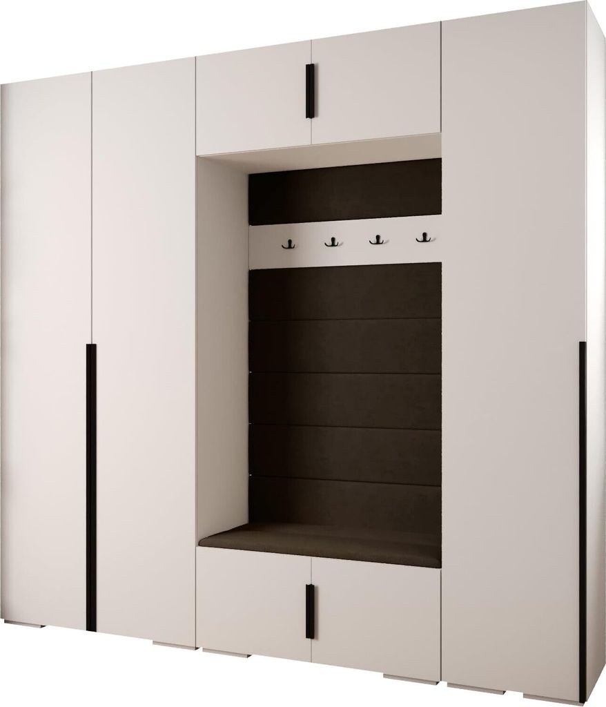 MEBLE KRYSPOL Inova 1 Möbelset Garderobe, 236,7x250x47cm - Weiß, Manila 04, Schwarz