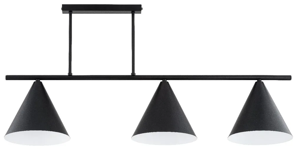 Luminaire Suspension TORUS Noir Blanc Métal - 3x15W E27 - Alfa 40x90 cm