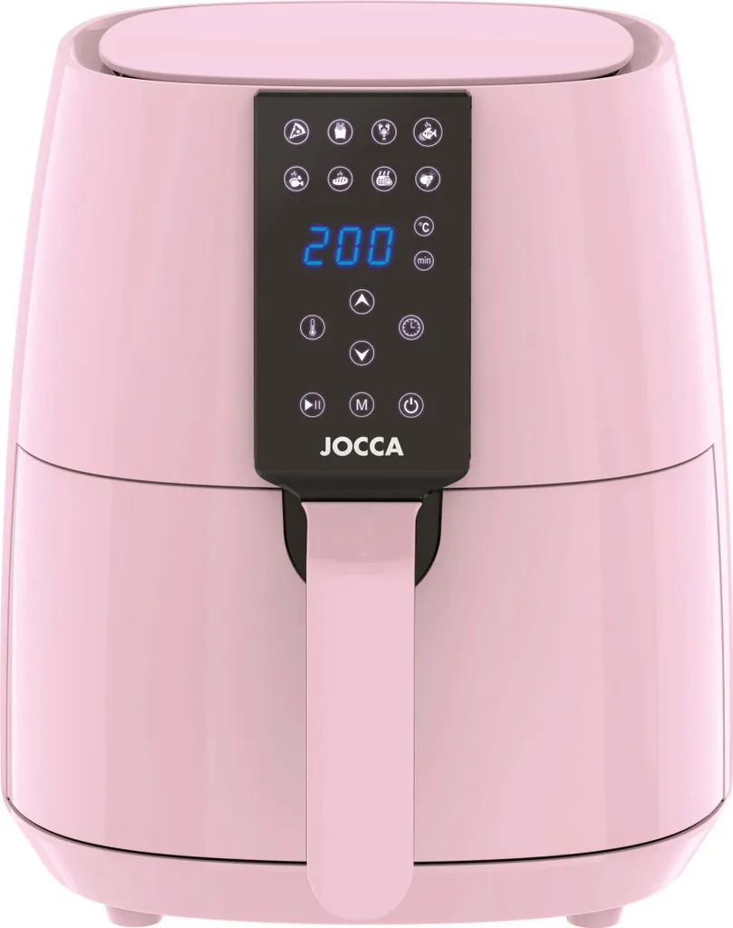 Friggitrice ad aria calda Jocca 3,8 L 1450 W Airfryer LED Touch 8 programmi a basso contenuto di grassi Rosa