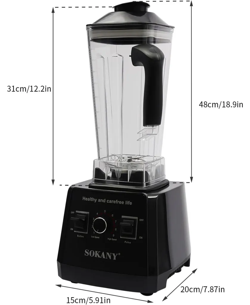 Mixeur multifonction noir 2L avec 9 vitesses réglables haute précision