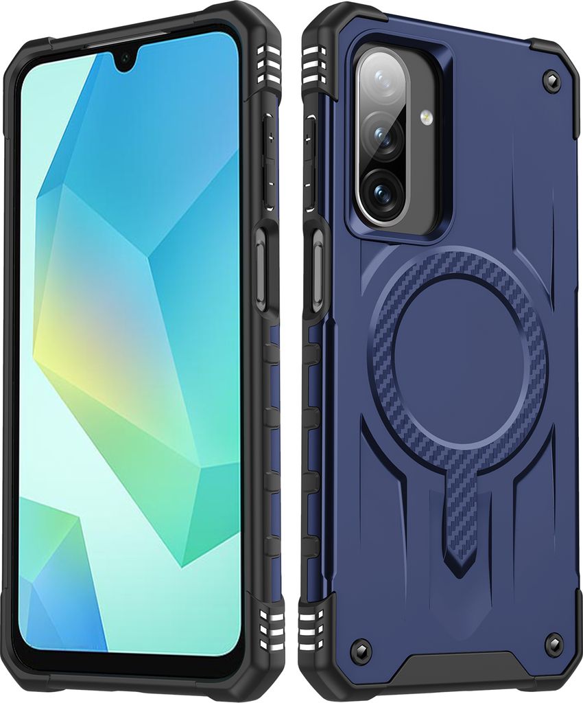 Magnetisch Hülle für Samsung Galaxy A16 / A26, Dual Layer PC TPU Stoßfest Handyhülle Blau