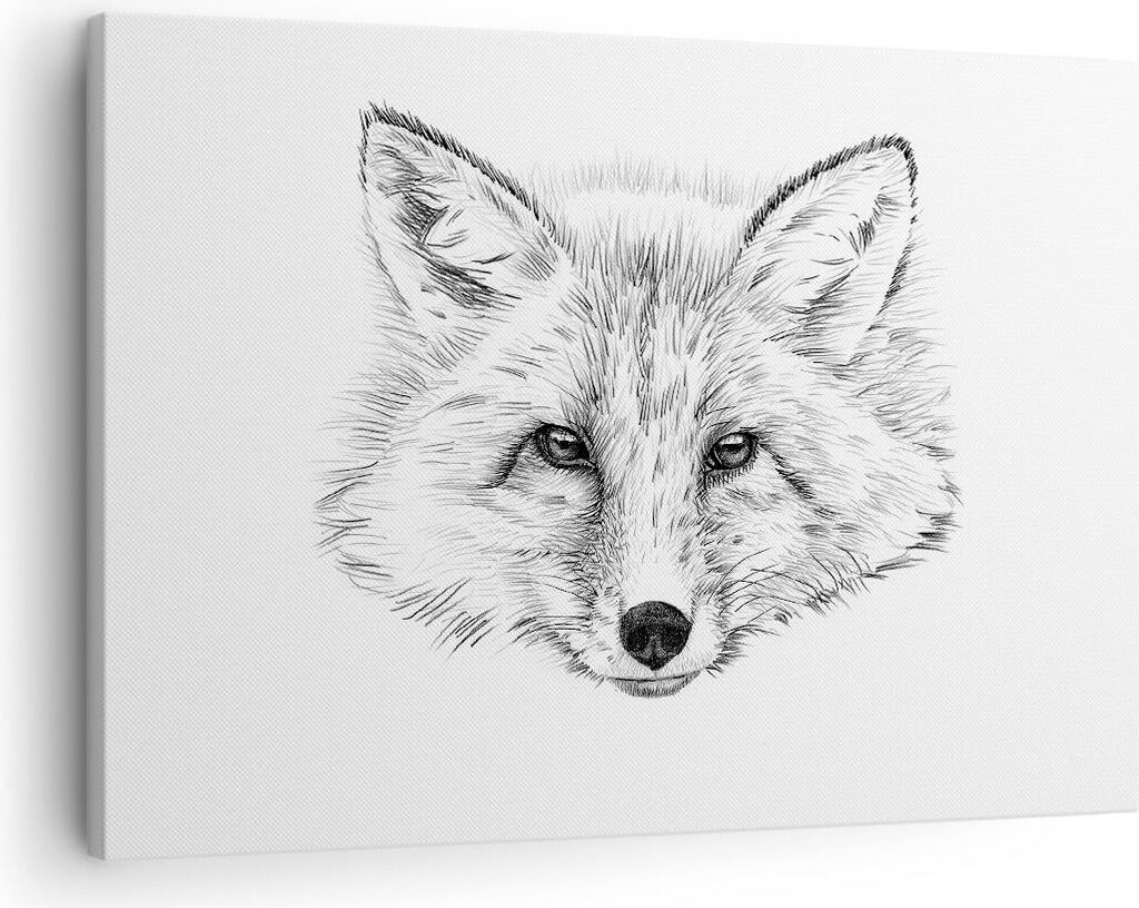 Bild auf Leinwand - Leinwandbild - Wolf Kinder Skizze illustriert - 70x50cm - Wand Bild - Wanddeko - Leinwanddruck - Bilder - Kunstdruck - Wanddeko...