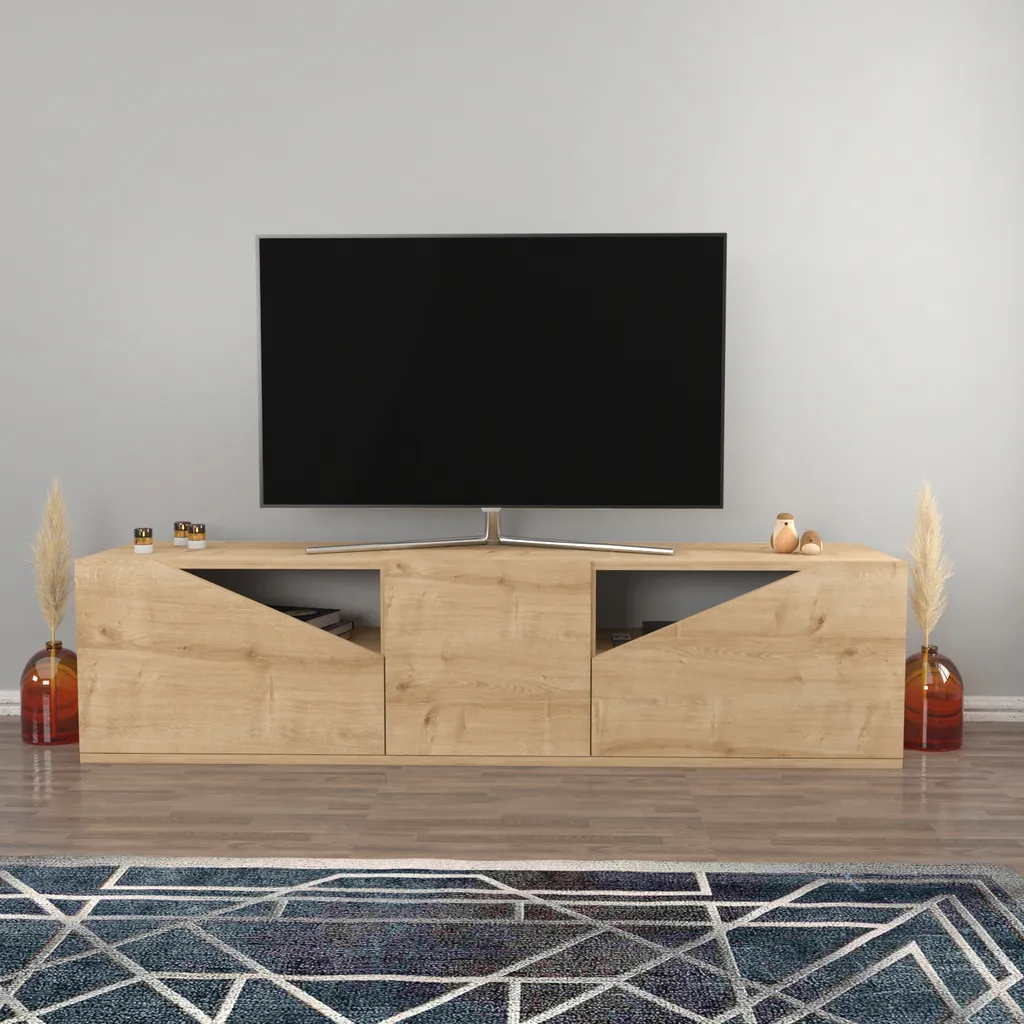 Meuble TV Decorotika Carson Chêne Clair pour Téléviseur jusqu'à 72 Pouces