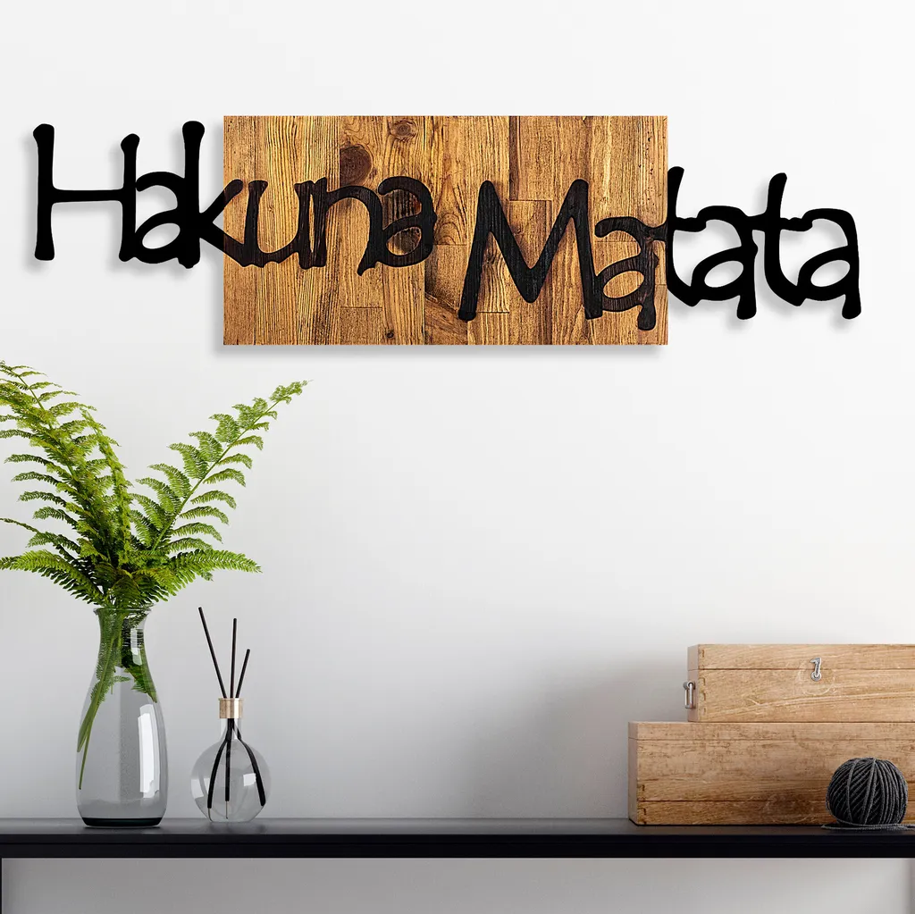 Grande Décoration Murale Métal Noir 108 cm Wallity Hakuna Matata 4 Mat