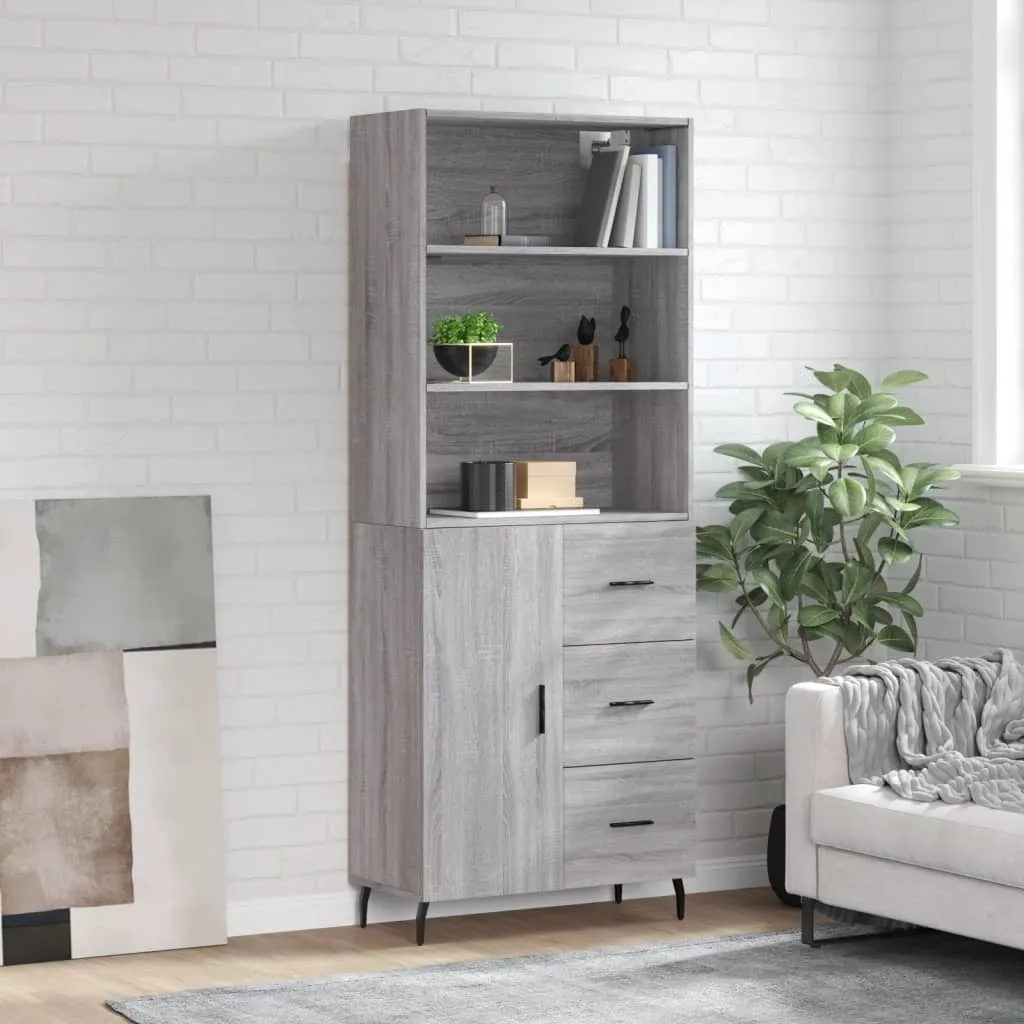 Credenza Alta vidaXL Grigio Sonoma 69,5x34x180 cm - Design Slim