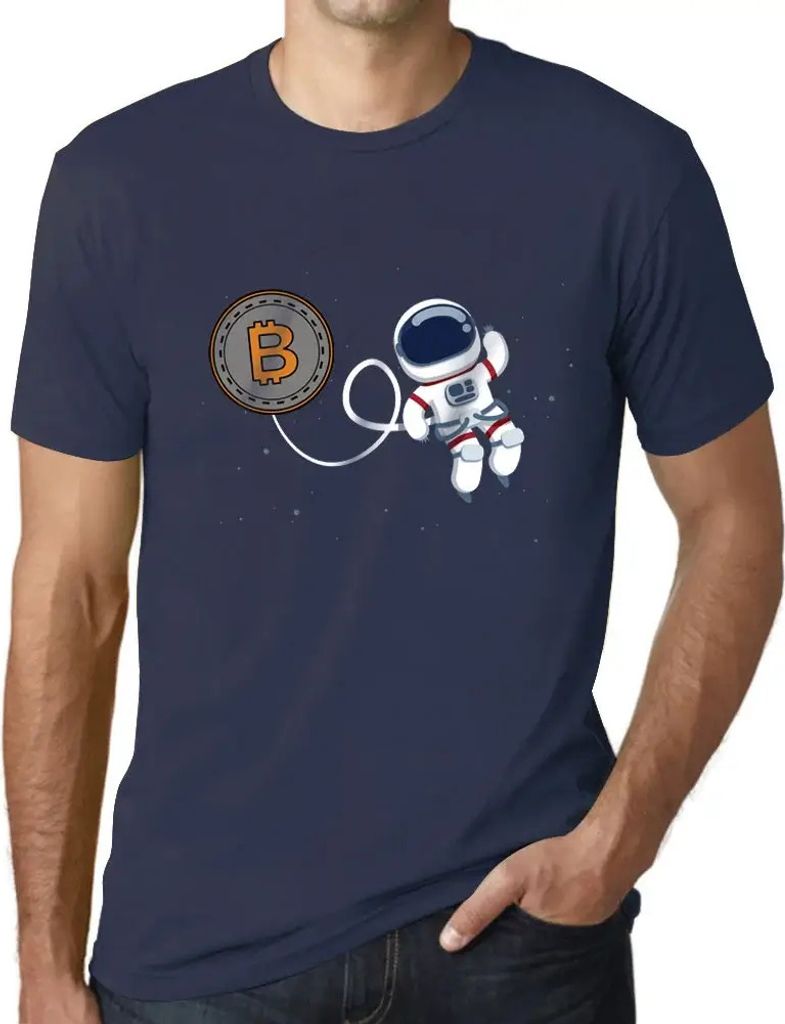 Herren Grafik T-Shirt Bitcoin To The Moon Hodl Btc Crypto Funny Öko-Verantwortlich Vintage Jahrgang Kurzarm Lustige Druck Geburtstag Geschenk Mann