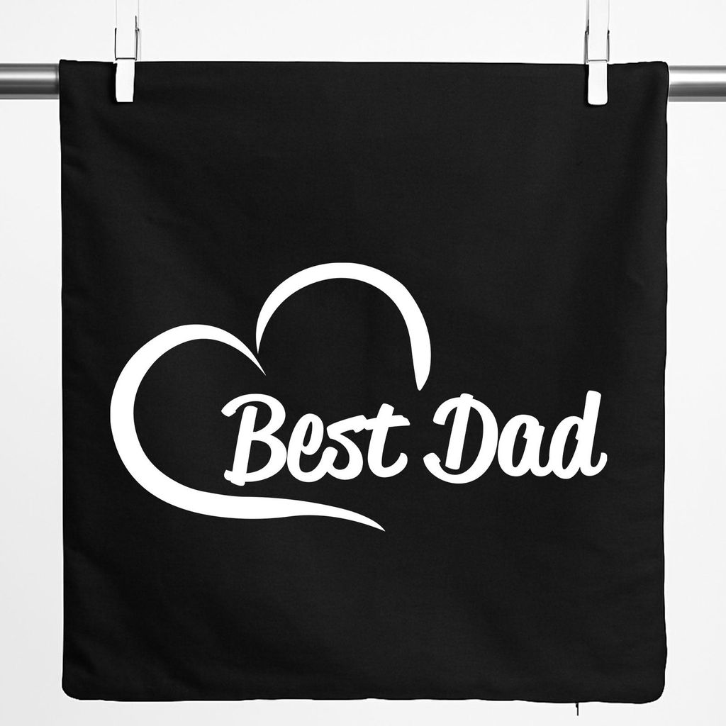 Huuraa Kissenbezug Best Dad Heart 40x40cm Black Baumwolle Dekokissenbezug Geschenkidee