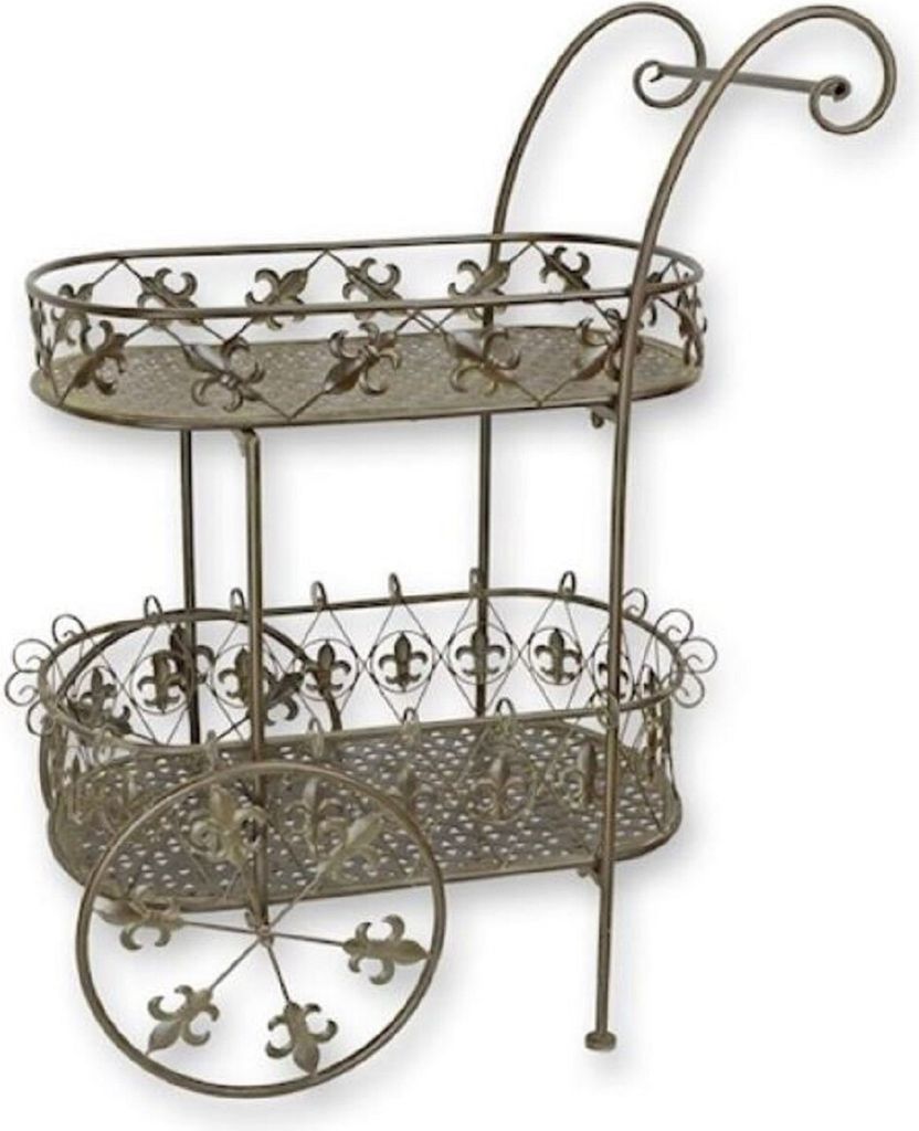 Casa Padrino Jugendstil Teewagen Braun 81 x 51 x H. 102 cm - Eleganter Metall Garten Trolley - Barock & Jugendstil Garten Accessoires - Gartenmöbe...