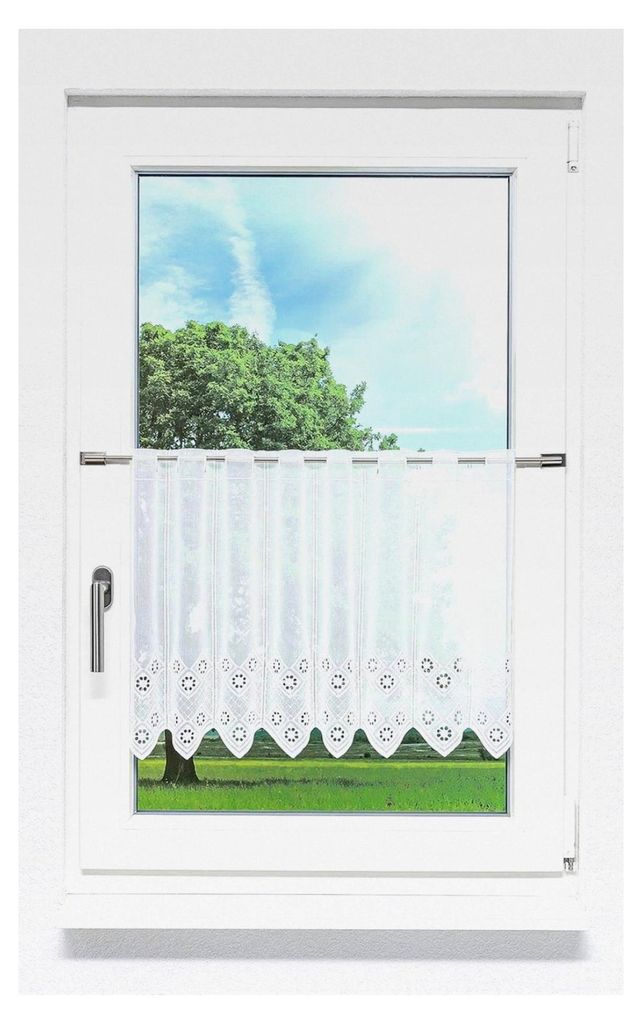 Scheibengardine Rautendesign (Bx H) 88cm x 45cm weiß/reinweiß