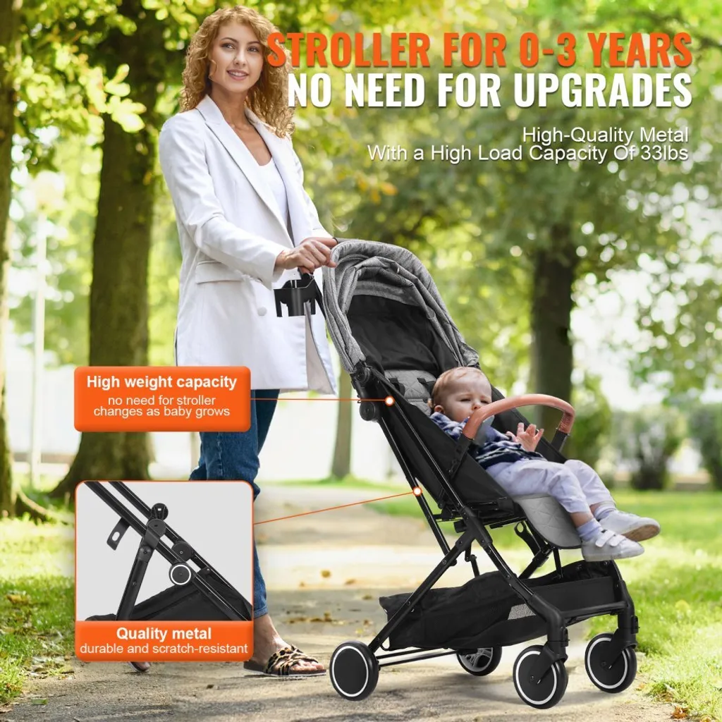 Combiné Poussette Évolutive 2-en-1 avec Châssis Pliable Gris Anthracite