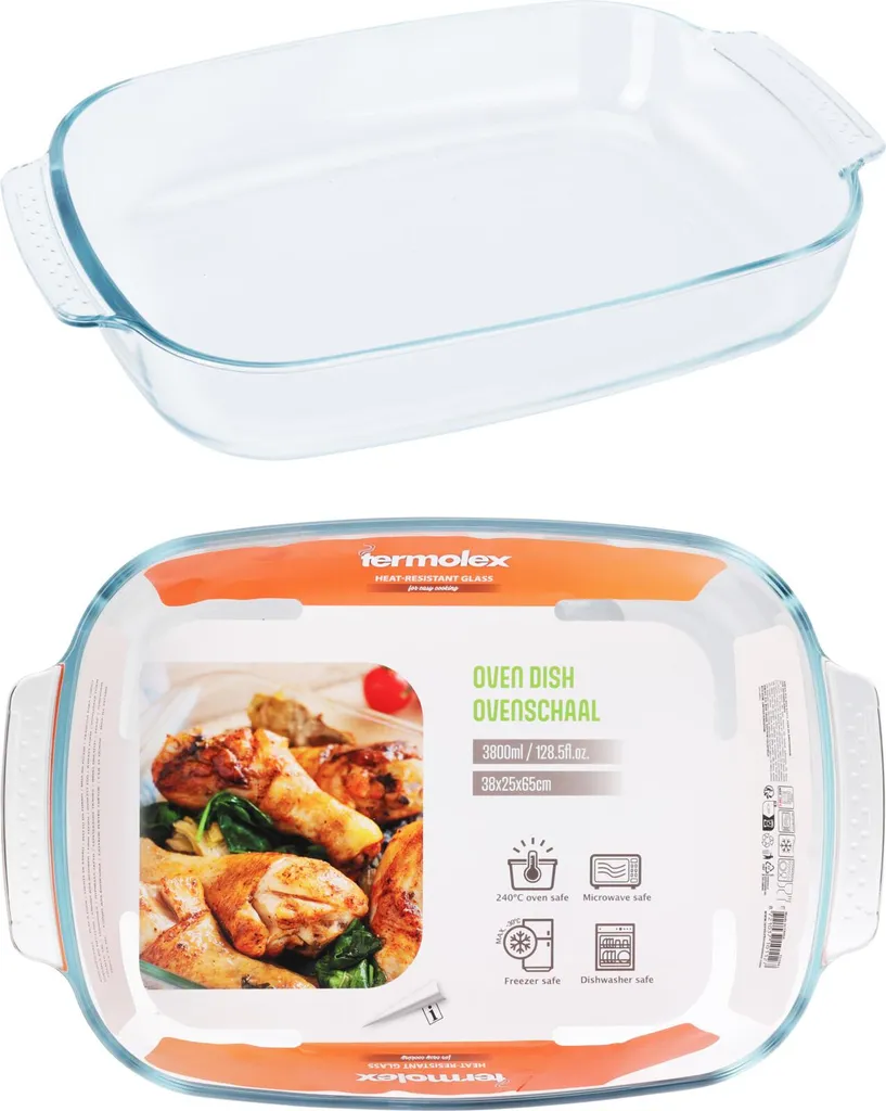 Casseruola Vetro 3.8L Trasparente | Design Moderno per Cucina