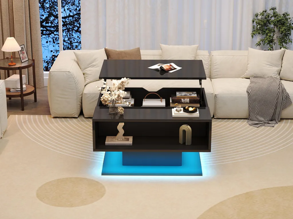 Table basse hydraulique ergonomique avec espaces de rangement ouverts - 6