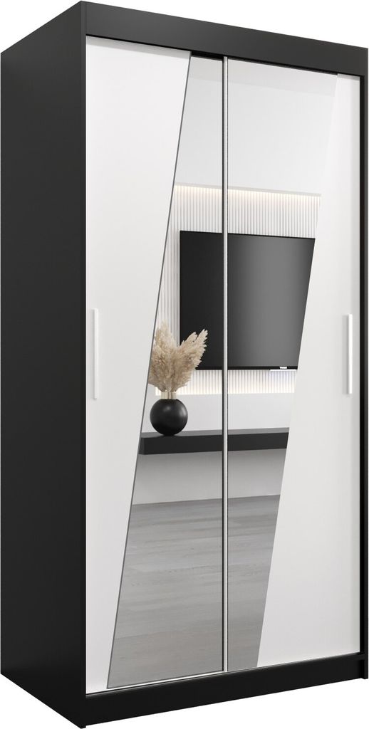 Kleiderschrank, Schiebetürenschrank Schlafzimmer, Schrank mit Spiegel RHOMB 100 cm