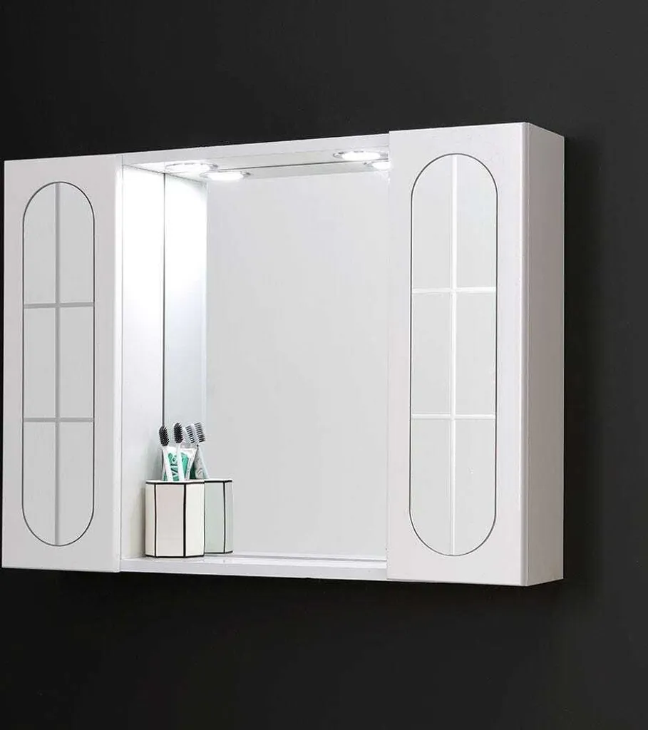 Specchiera Inglesina 77cm con Ante e Faretti LED - Arredo Bagno Classico