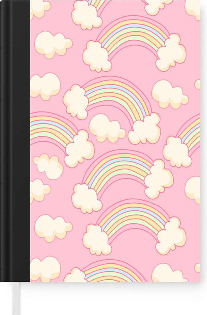 MuchoWow Notizbuch Tagebuch Haushaltsbuch Notebook A5 Regenbogen - Wolken - Muster - Notizblock - Notizheft - Notebook - Schreibblock - Papier