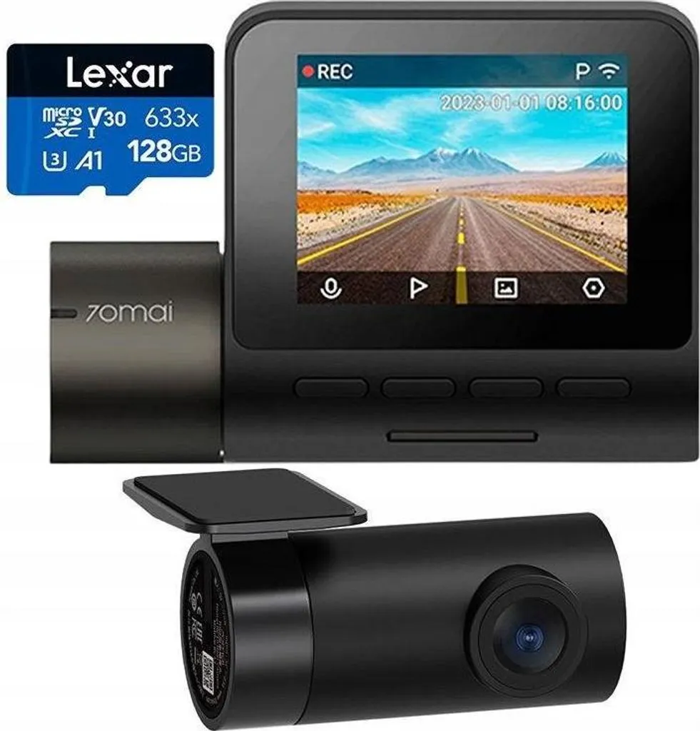 70mai Dash Cam A200 avec Caméra Arrière RC11 et Carte Lexar Incluse