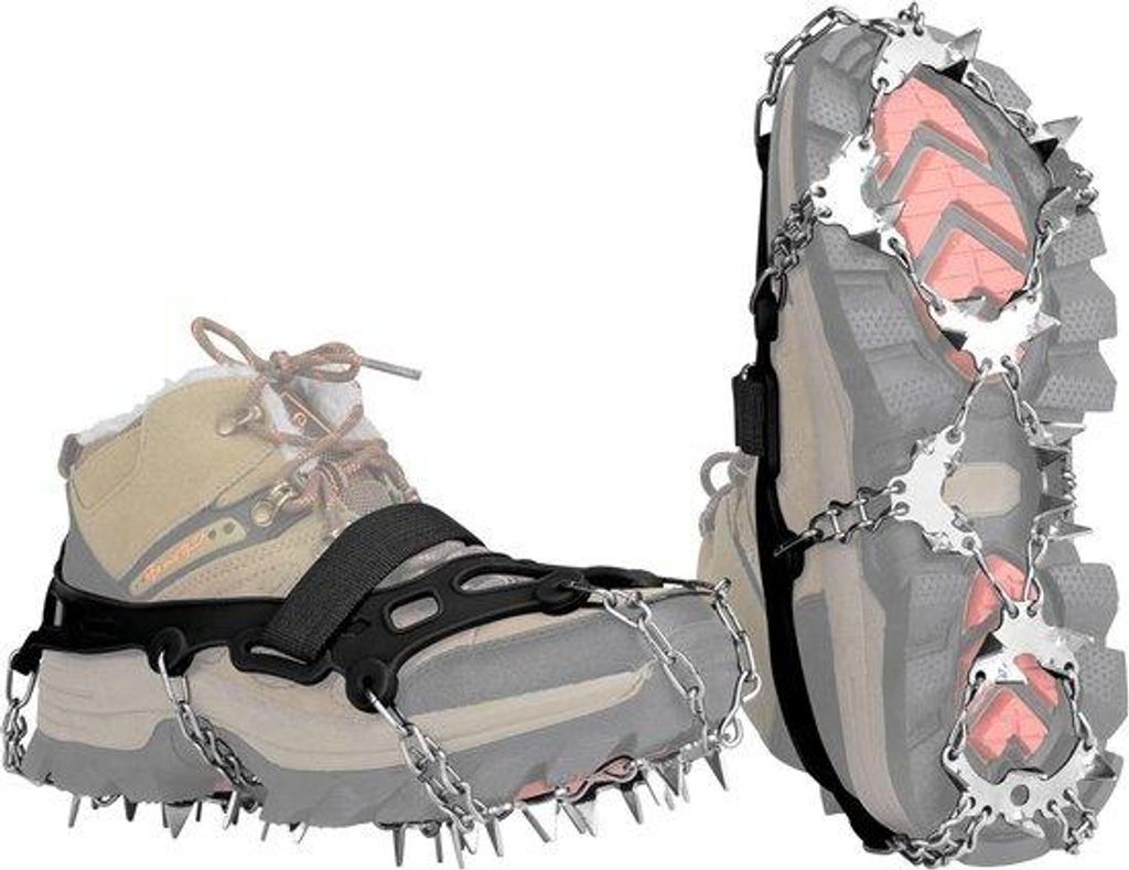 Famanu Steigeisen mit 32 rostfreien Spikes - Antirutsch für Schuhe und Stiefel