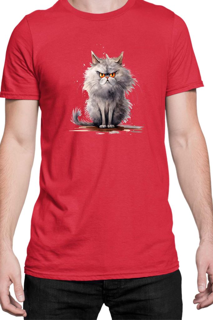 Herren T-Shirt Funny Cats Breeds Persian Cat, Man XL / Rot