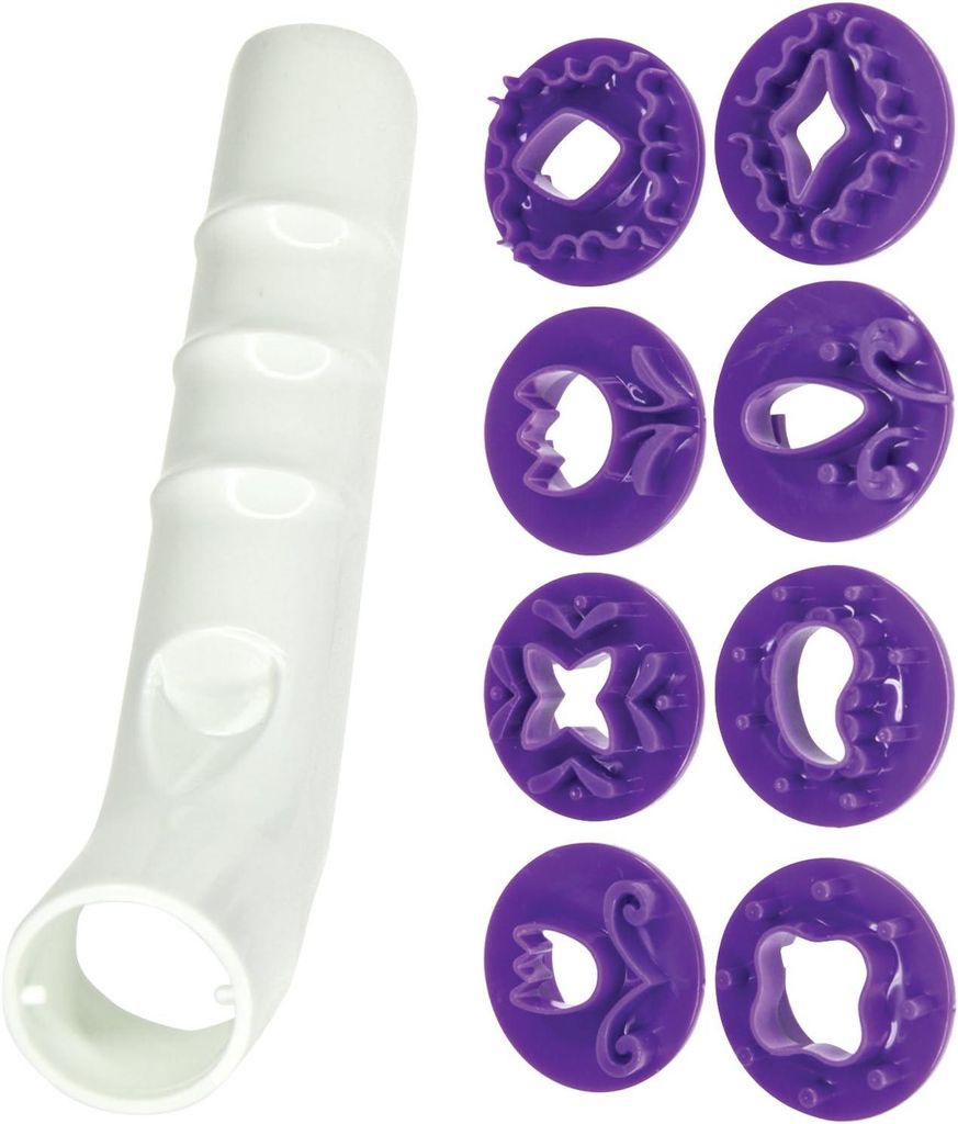 Fondant-Präge-Set Tortendeko Modellierwerkzeug 3D 8 verschiedene Stempel + Griff
