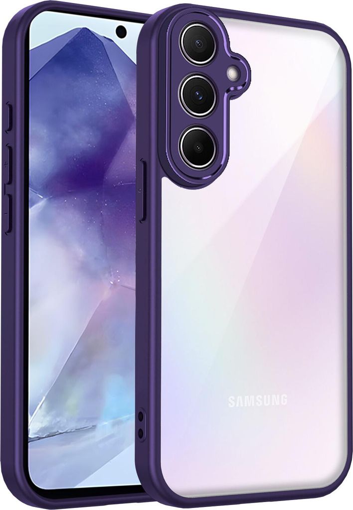 Hülle für Samsung Galaxy A35 Transparente Rückseite TPU Bumper Stoßfest Handyhülle Lila