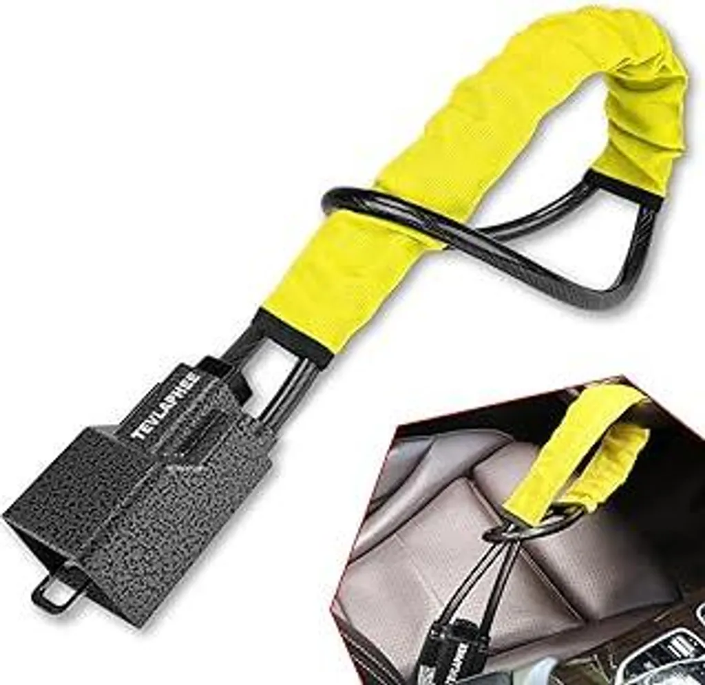 Tevlaphee Bloccasterzo Auto Potenziato Giallo | Acciaio Anti-Scasso 3 Chiavi