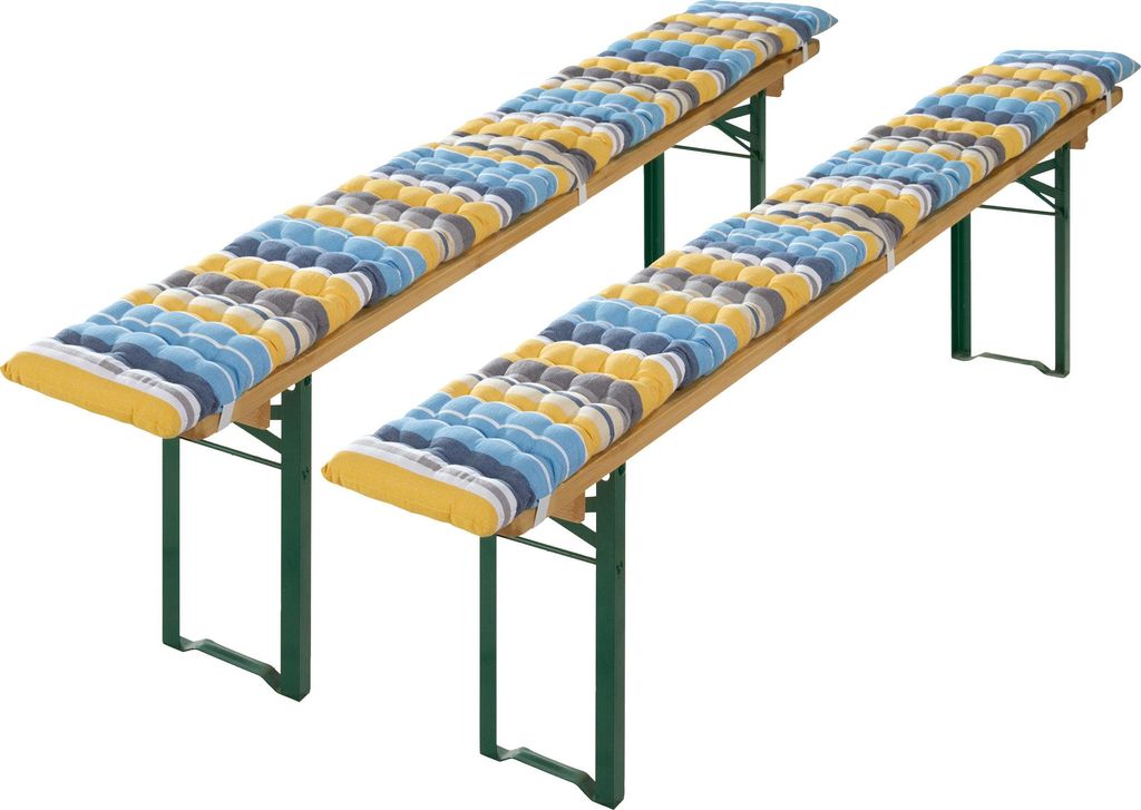 REDBEST Bierbank-Auflage 2er-Pack blau-gelb 25x220 cm