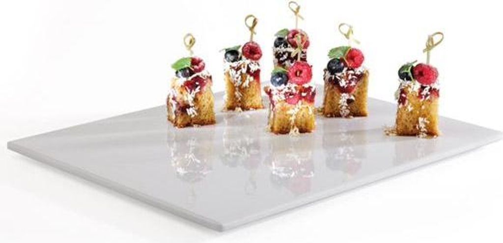 APS 84187 GN 1/3 Tablett ZERO, 32,5 x 17,6 cm, Höhe 1,5 cm, Melamin, weiß hochglanz, mit Antirutsch-Füßchen