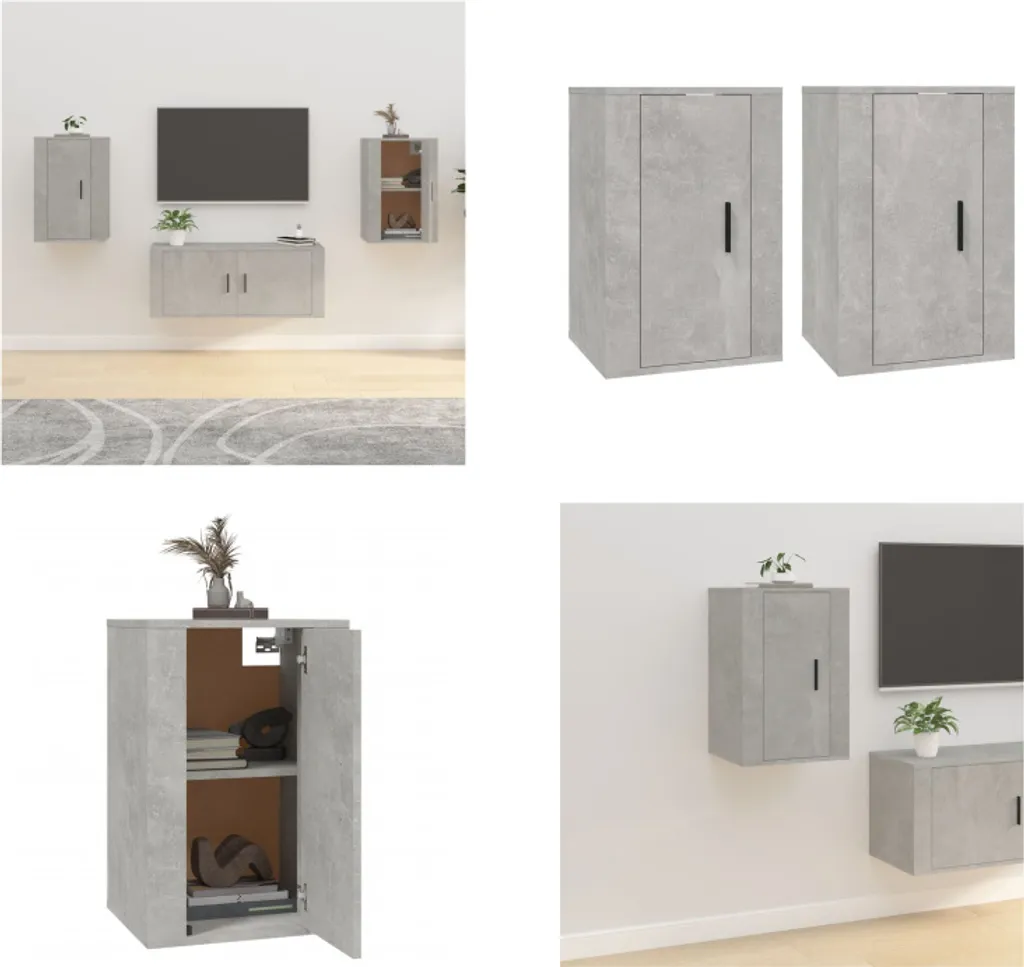 vidaXL Mobili TV a Parete 2 pz Grigio Cemento 40x34,5x60 cm Sospesi