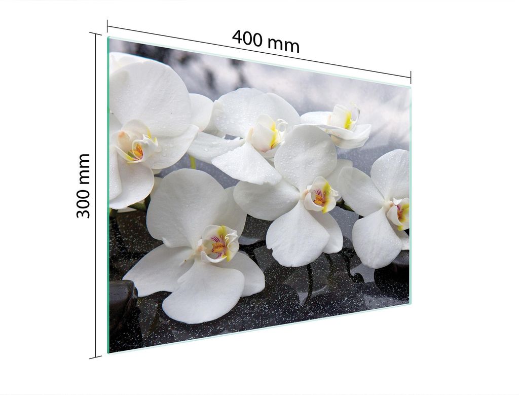 Schneidebrett Herdabdeckplatte Multiglasschneidplatte 40x30 cm Orchidee Weiß