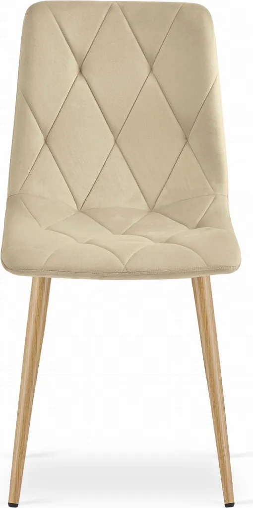 Sedia LIBRA - velluto beige chiaro / gambe in legno x 1 - 2