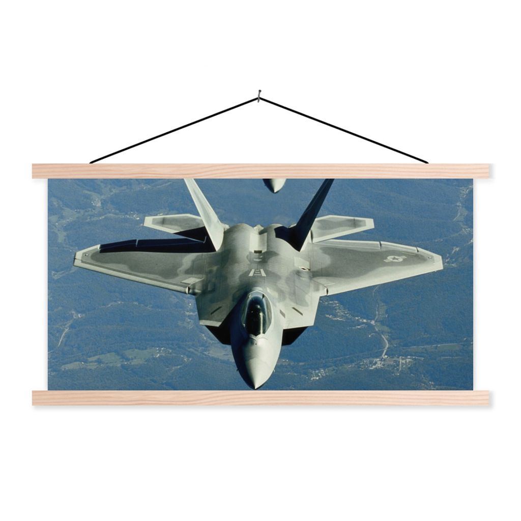 MuchoWow Textilposter Zwei Kampfjets auf der amerikanischen Utah 60x30 cm mit holzfarbenen Rahmen - Dekoration
