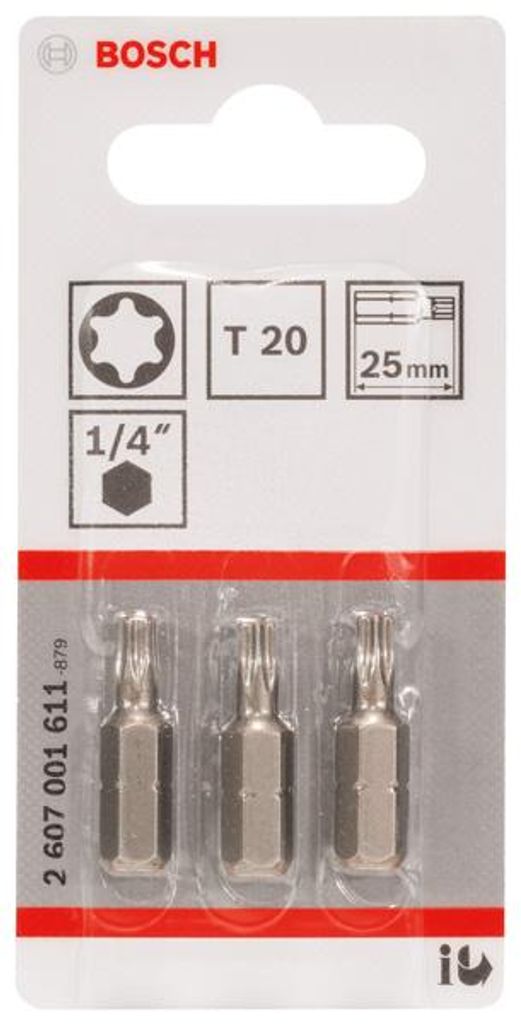 Schrauberbit Extra-Hart T20, 25 mm, 3er-Pack Produktbild 