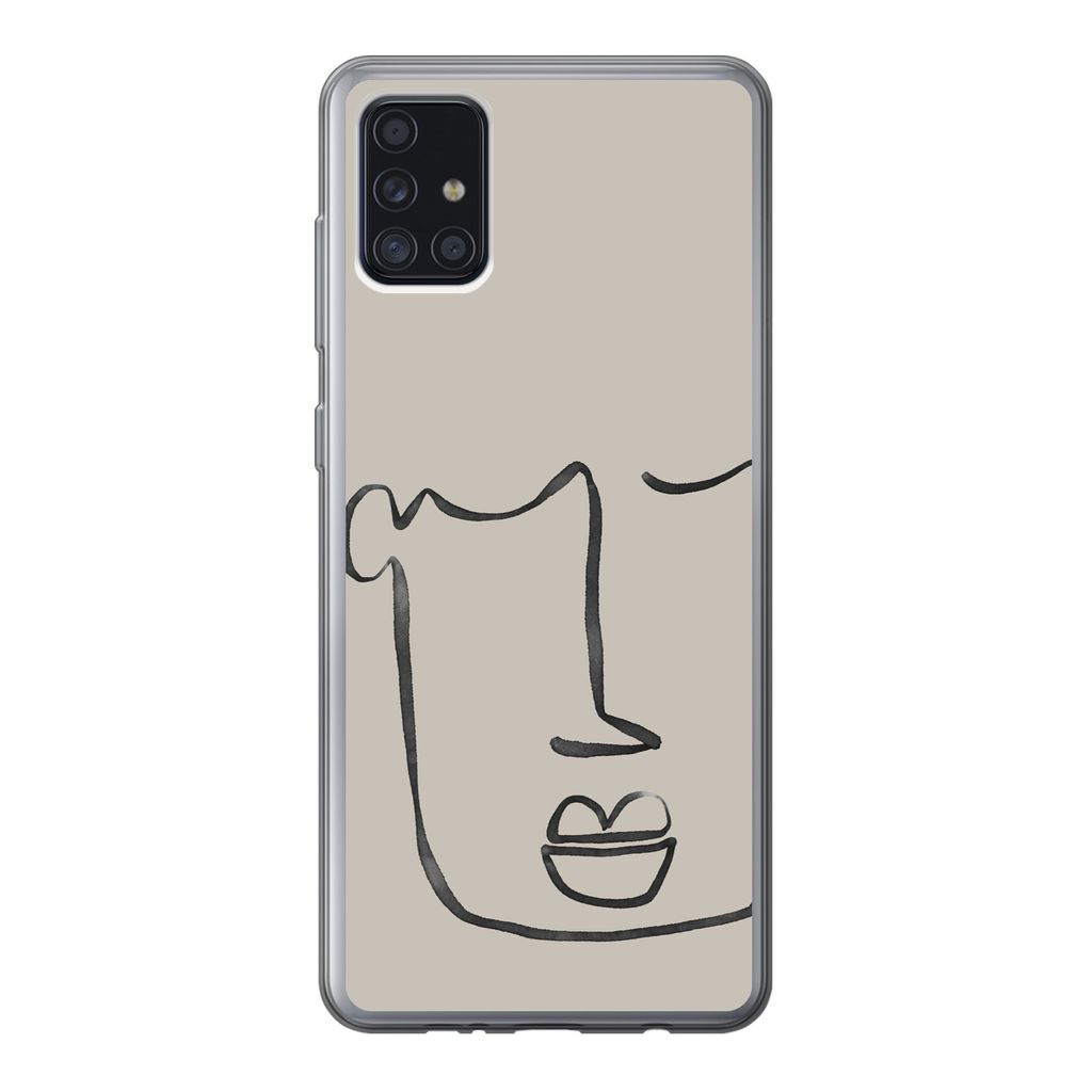 MuchoWow Handyhülle Schutzhülle Hülle für Samsung Galaxy A52 5G Gesicht - Abstrakt - Strichzeichnung Silikon Softcase Handy Hülle - Umschlag