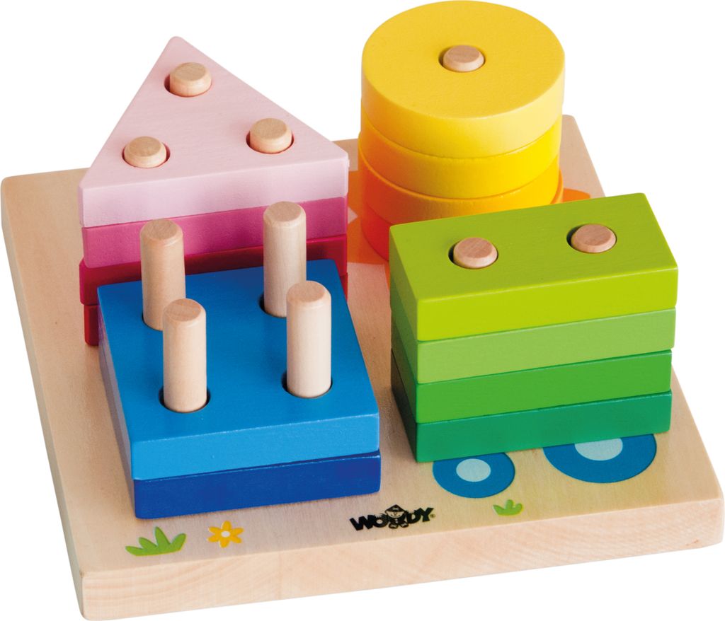 Steckspiel ''Haus und Sonne'' aus Holz von Woodyland, 16 teilig, bunt, 91144