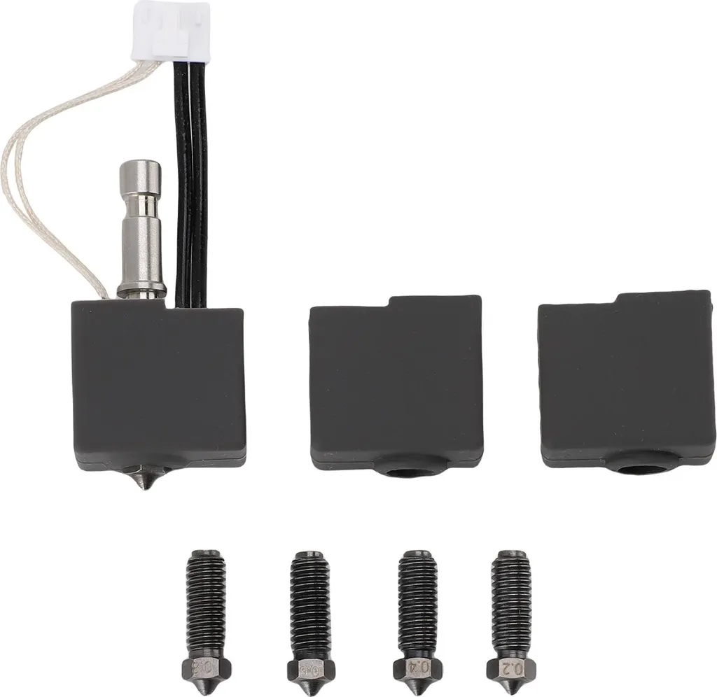 Set hotend estrusore per Kobra S1, hotend con ugello in acciaio temprato con ugelli da 0,2 mm, 0,4 mm, 0,6 mm, 0,8 mm e 2 manicotti in silicone