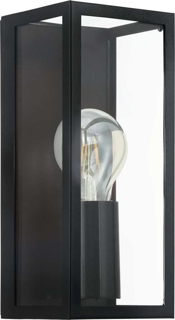 EGLO Wandlampe Amezola, Wandleuchte Industrial, Vintage, Wandleuchte innen, Wohnzimmerlampe, Flurlampe in Schwarz, Klar, Badezimmer Lampe, E27, IP44