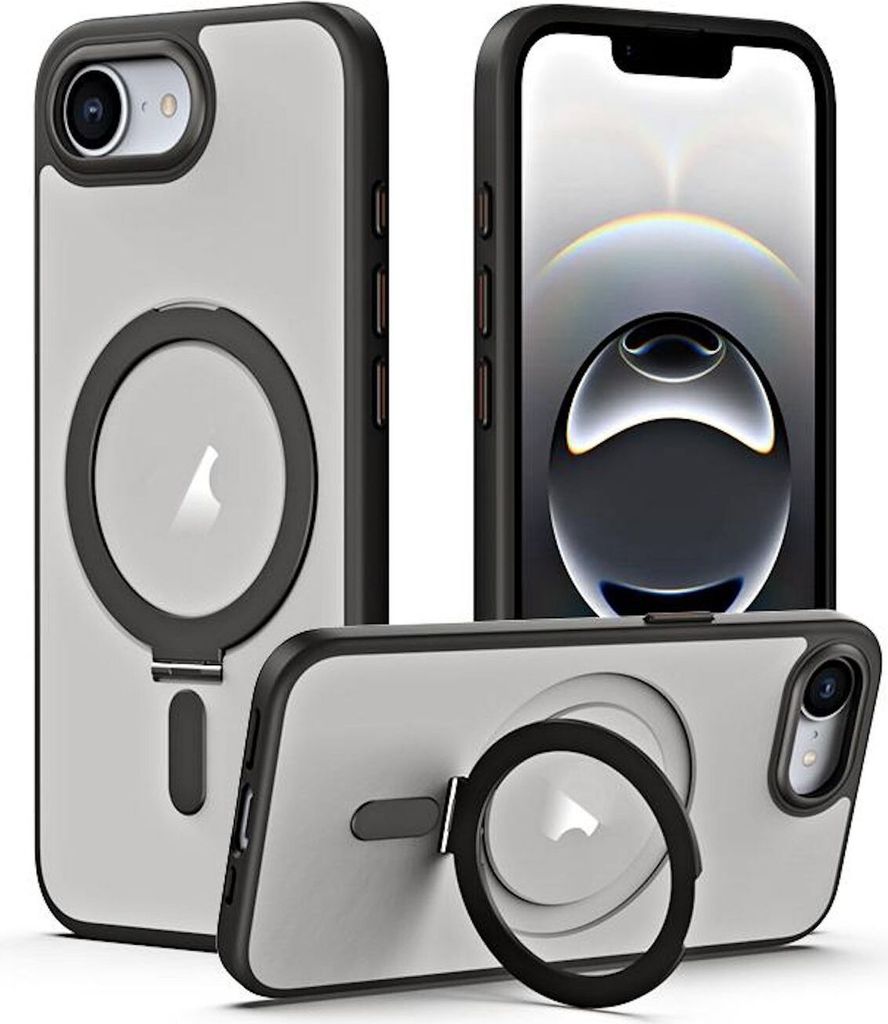 Handyhülle MagSafe für Apple iPhone 17e / 16e Airbag Schutz Ringhalter Schwarz