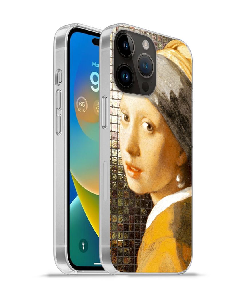 MuchoWow Handyhülle Schutzhülle Hülle für Apple iPhone 14 Pro Max Mädchen mit Perlenohrring - Vermeer - Kacheln Silikon Softcase Handy Hüll...