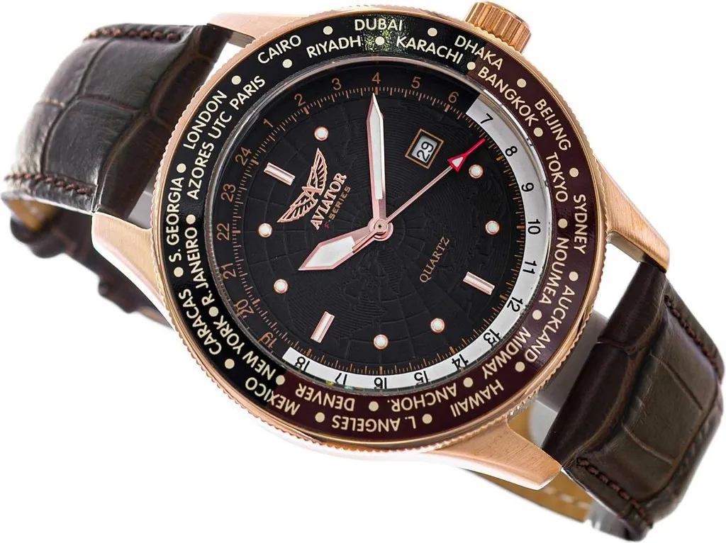 Montre Aviator AVAW9494 F-Series Cuir Marron et Grand Boîtier Acier