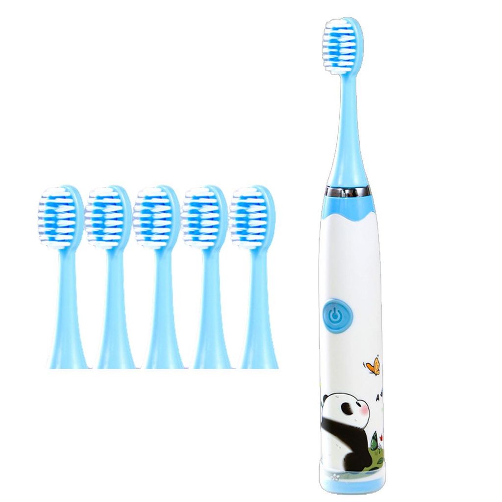 Kinder elektrische Zahnbürste, 6 Ersatzköpfe & 4 Reinigungsmodi, Wasserdicht IPX6, Für Kinder ab 6 Jahren, Gründliche Zahnpflege